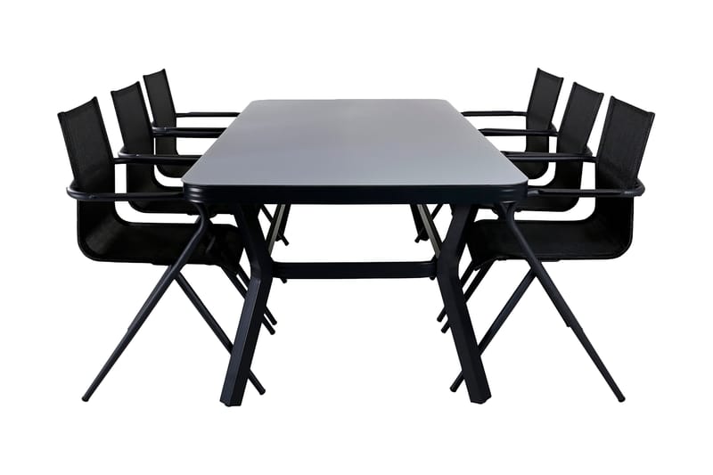 Virya Spisegruppe 200cm + 6 Alina Spisestoler, Brun/Hvit