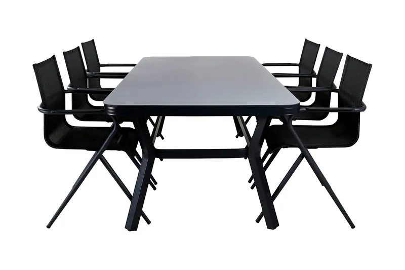 Virya Spisegruppe 200cm + 6 Alina Spisestoler, Brun/Hvit