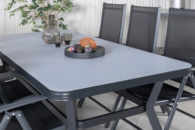 Virya Spisegruppe 200cm + 6 Break Posisjonsstoler - Brun/Hvit - Hagemøbler - Hagegruppe - Spisegrupper hage