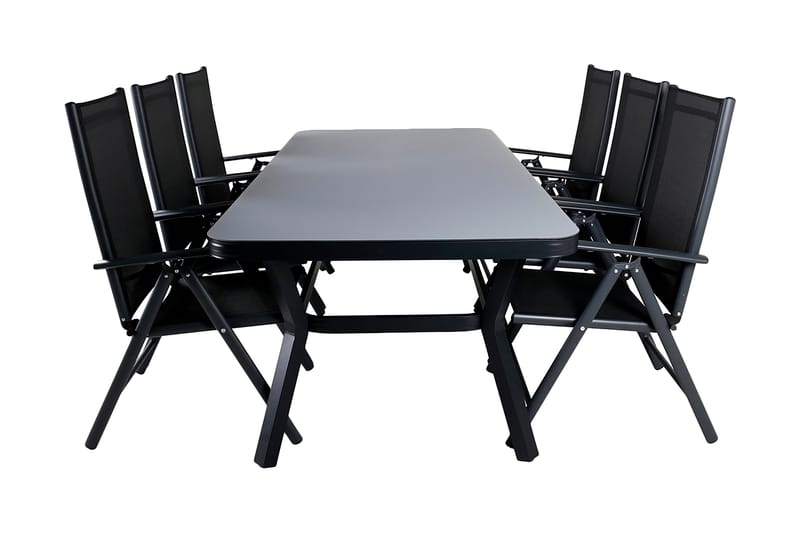 Virya Spisegruppe 200cm + 6 Break Posisjonsstoler - Brun/Hvit - Hagemøbler - Hagegruppe - Spisegrupper hage