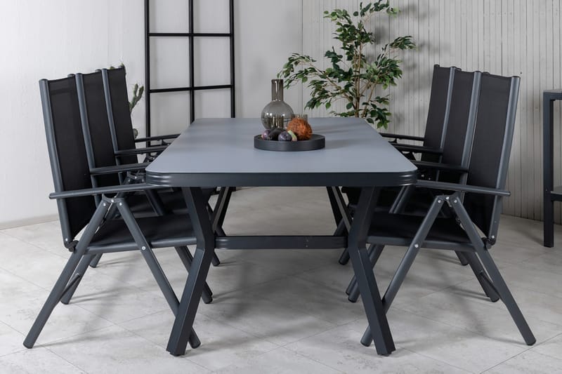 Virya Spisegruppe 200cm + 6 Break Posisjonsstoler - Brun/Hvit - Hagemøbler - Hagegruppe - Spisegrupper hage