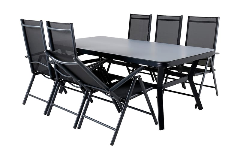 Virya Spisegruppe 200cm + 6 Break Posisjonsstoler - Brun/Hvit - Hagemøbler - Hagegruppe - Spisegrupper hage
