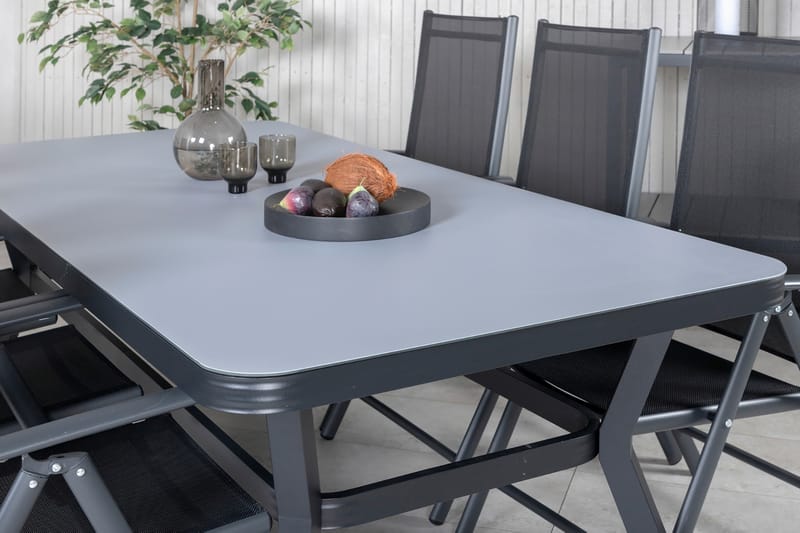 Virya Spisegruppe 200cm + 6 Break Posisjonsstoler - Brun/Hvit - Hagemøbler - Hagegruppe - Spisegrupper hage