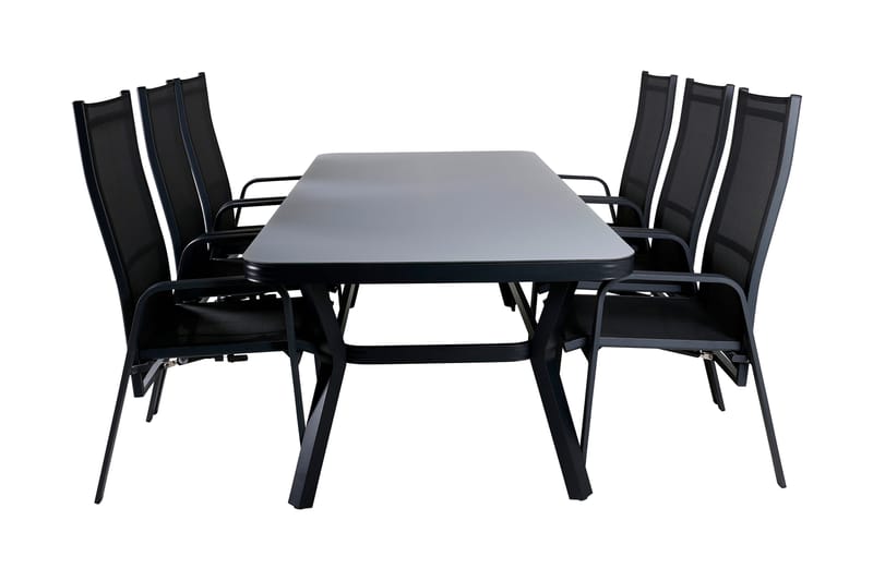 Virya Spisegruppe 200cm + 6 Copacabana Reclinerstoler, Brun/Hvit