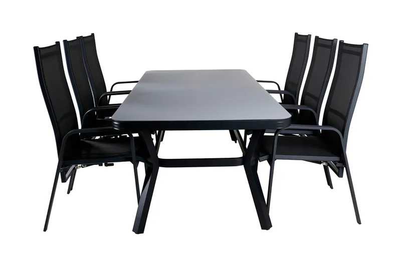 Virya Spisegruppe 200cm + 6 Copacabana Reclinerstoler, Brun/Hvit
