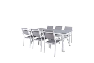 Virya Spisegruppe 200cm+6 Copacabana Stablebare Stoler Hvit/ - Venture Home - Hagemøbler - Hagegruppe - Spisegrupper hage