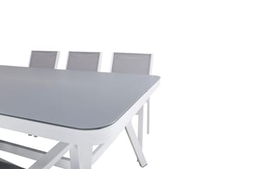 Virya Spisegruppe 200cm+6 Copacabana Stablebare Stoler Hvit/ - Venture Home - Hagemøbler - Hagegruppe - Spisegrupper hage