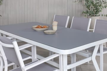 Virya Spisegruppe 200cm+6 Copacabana Stablebare Stoler Hvit/ - Venture Home - Hagemøbler - Hagegruppe - Spisegrupper hage