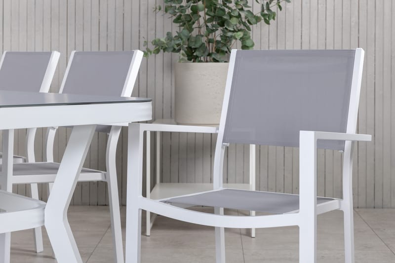 Virya Spisegruppe 200cm+6 Copacabana Stablebare Stoler Hvit/ - Venture Home - Hagemøbler - Hagegruppe - Spisegrupper hage