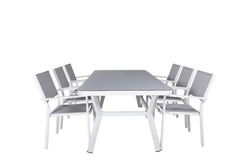 Virya Spisegruppe 200cm+6 Copacabana Stablebare Stoler Hvit/ - Venture Home - Hagemøbler - Hagegruppe - Spisegrupper hage