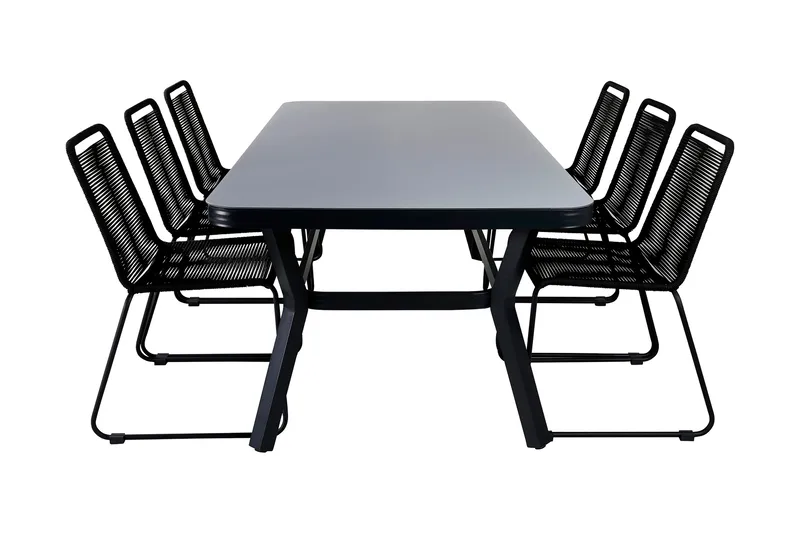 Virya Spisegruppe 200cm+6 Lindos Stablebare Stoler, Brun/Hvit