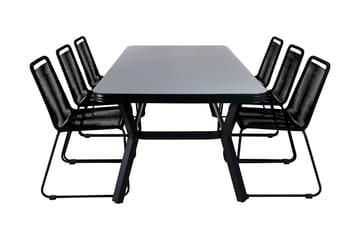 Virya Spisegruppe 200cm+6 Lindos Stablebare Stoler - Brun/Hvit - Hagemøbler - Hagegruppe - Spisegrupper hage