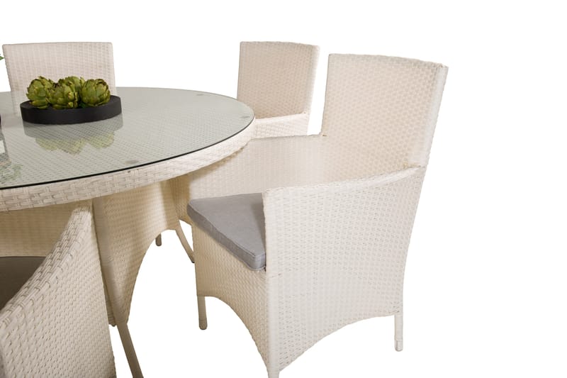 Volta Spisegruppe Rund Ø150cm + 6 Malin Karmstoler - Svart/Grå - Hagemøbler - Hagegruppe - Spisegrupper hage