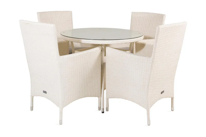 Volta Spisegruppe Rund Ø90cm + 4 Malin Karmstoler - Svart/Grå - Hagemøbler - Hagegruppe - Spisegrupper hage