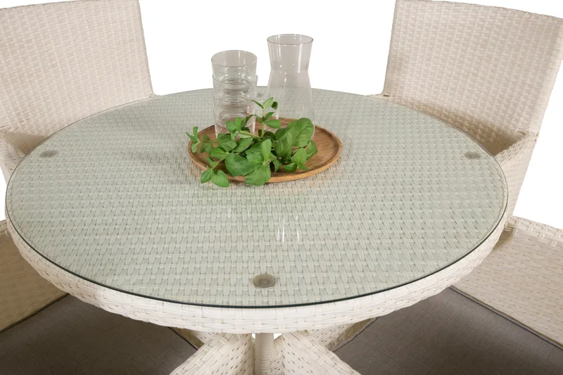 Volta Spisegruppe Rund Ø90cm + 4 Malin Karmstoler - Svart/Grå - Hagemøbler - Hagegruppe - Spisegrupper hage