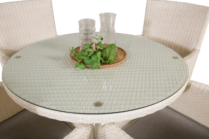 Volta Spisegruppe Rund Ø90cm + 4 Malin Karmstoler - Svart/Grå - Hagemøbler - Hagegruppe - Spisegrupper hage