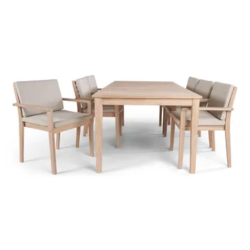Wagnera Spisegruppe 206 cm med 6 Kamman Spisestoler - Beige - Hagemøbler - Hagegruppe - Spisegrupper hage
