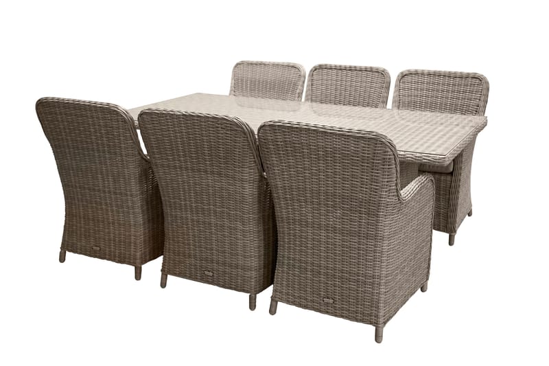 Wembley Spisegruppe 200cm + 6 Spisestoler, Natur/Brun