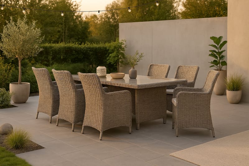 Wembley Spisegruppe 200cm + 6 Spisestoler - Natur/Brun - Hagemøbler - Hagegruppe - Spisegrupper hage