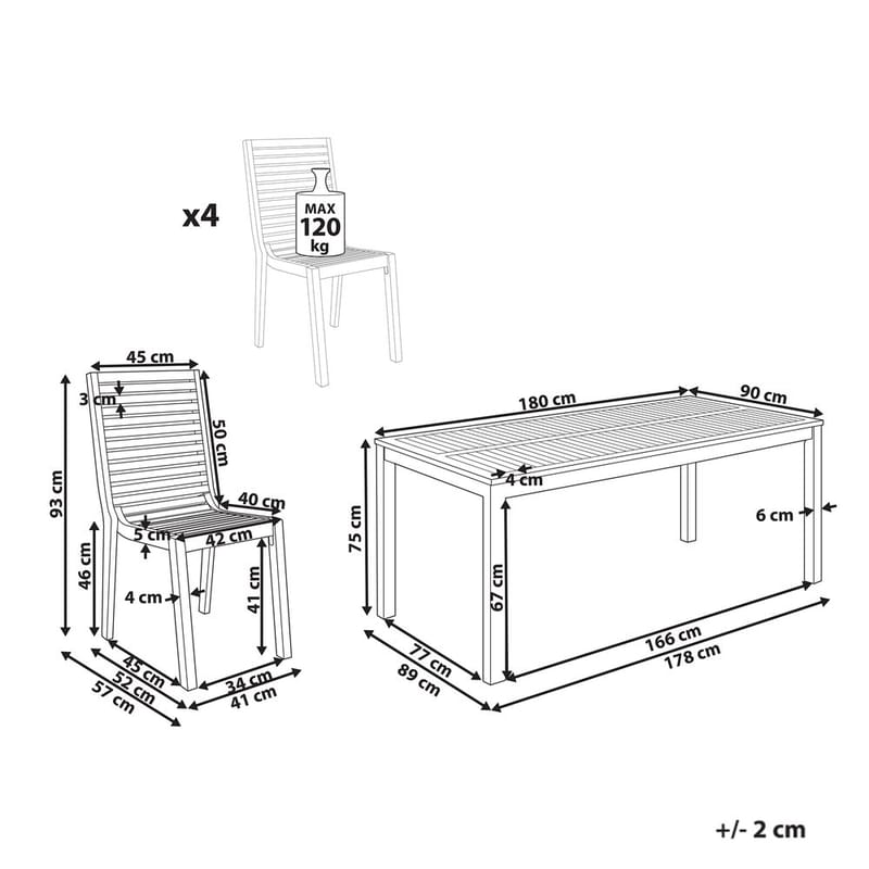 Hagemøbelsett 4-seter Ombriano - Hagemøbler - Hagegruppe - Spisegrupper hage