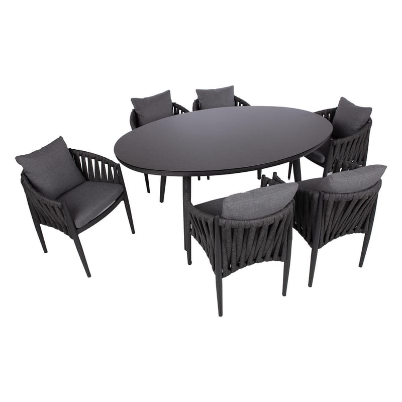 Hagemøbelsett HOME4YOU Bristol bord og 6 stoler - Grå - Hagemøbler - Hagegruppe - Spisegrupper hage