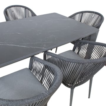 Hagemøbelsett HOME4YOU Carves bord og 6 buede stoler - grå - Hagemøbler - Hagegruppe - Spisegrupper hage
