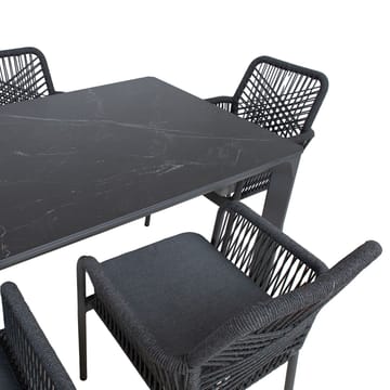 Hagemøbelsett HOME4YOU Carves bord og 6 kryssflettede stoler - grå - Hagemøbler - Hagegruppe - Spisegrupper hage