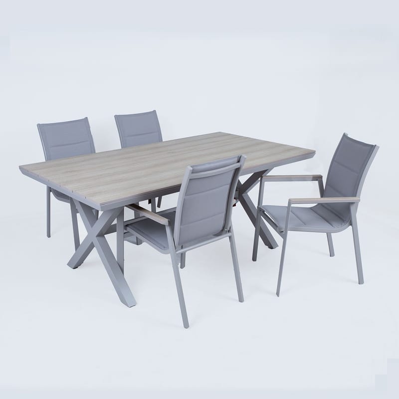 Hagemøbelsett HOME4YOU Corinna bord og 4 stoler - Grå - Hagemøbler - Hagegruppe - Spisegrupper hage