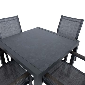 Hagemøbelsett HOME4YOU Delgado bord og 4 stoler - grå - Hagemøbler - Hagegruppe - Spisegrupper hage