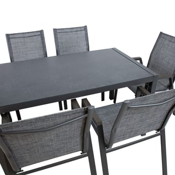 Hagemøbelsett HOME4YOU Delgado bord og 6 stoler - grå - Hagemøbler - Hagegruppe - Spisegrupper hage