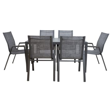 Hagemøbelsett HOME4YOU Delgado bord og 6 stoler - grå - Hagemøbler - Hagegruppe - Spisegrupper hage