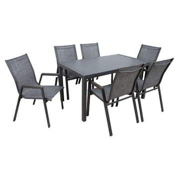 Hagemøbelsett HOME4YOU Delgado bord og 6 stoler - grå - Hagemøbler - Hagegruppe - Spisegrupper hage