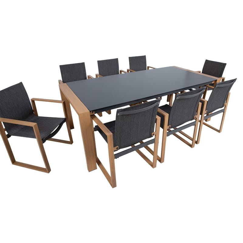 Hagemøbelsett HOME4YOU Duisburg bord og 8 stoler - Grå - Hagemøbler - Hagegruppe - Spisegrupper hage