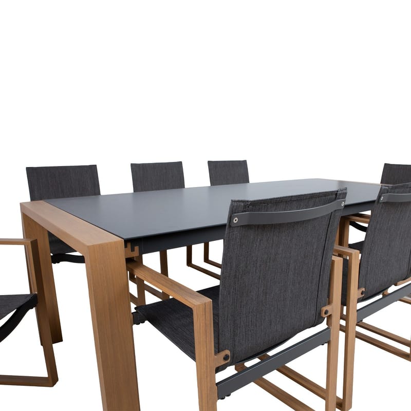 Hagemøbelsett HOME4YOU Duisburg bord og 8 stoler - Grå - Hagemøbler - Hagegruppe - Spisegrupper hage