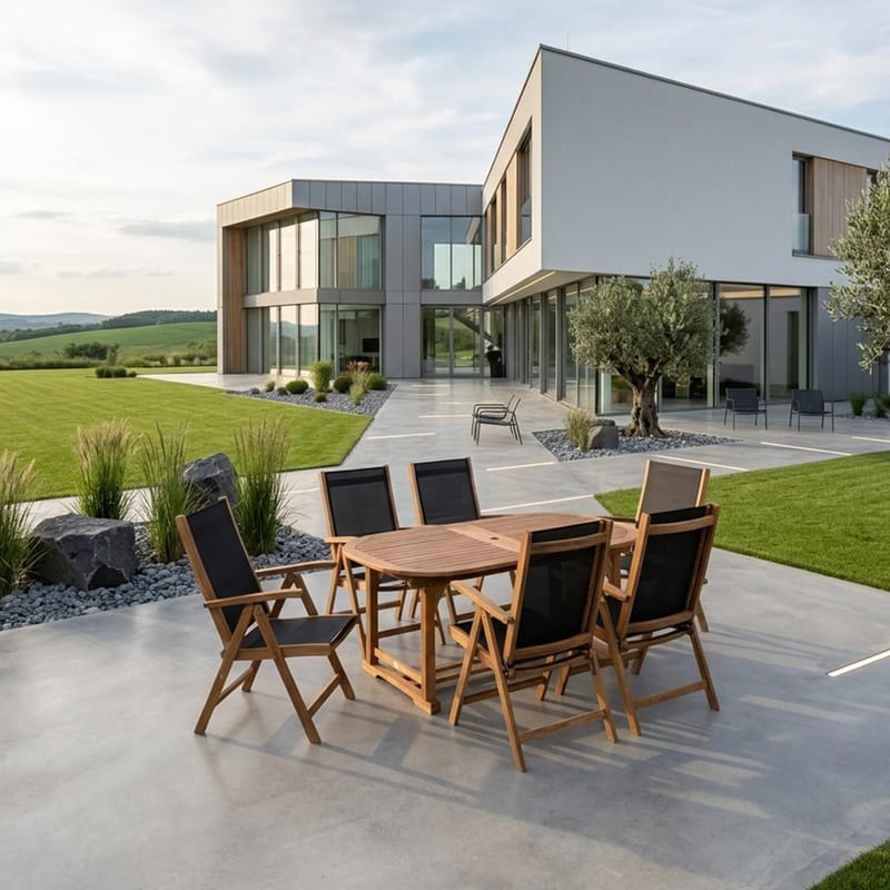 Hagemøbelsett HOME4YOU Fabiola bord og 6 stoler - Brun - Hagemøbler - Hagegruppe - Spisegrupper hage