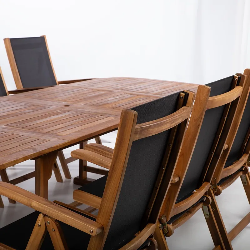 Hagemøbelsett HOME4YOU Fabiola bord og 8 stoler - Brun - Hagemøbler - Hagegruppe - Spisegrupper hage