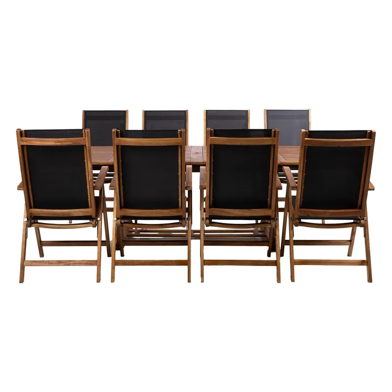 Hagemøbelsett HOME4YOU Fabiola bord og 8 stoler - Brun - Hagemøbler - Hagegruppe - Spisegrupper hage