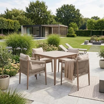 Hagemøbelsett HOME4YOU Medina bord og 4 stoler beige - Beige - Hagemøbler - Hagegruppe - Spisegrupper hage