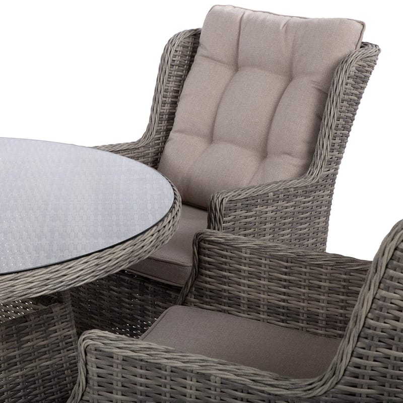 Hagemøbelsett HOME4YOU Trento bord og 4 stoler - lysegrå - Hagemøbler - Hagegruppe - Spisegrupper hage