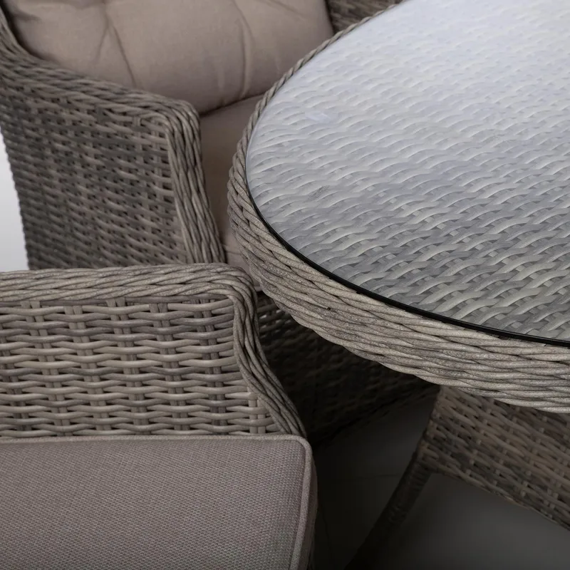 Hagemøbelsett HOME4YOU Trento bord og 6 stoler - lysegrå - Hagemøbler - Hagegruppe - Spisegrupper hage