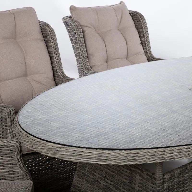 Hagemøbelsett HOME4YOU Trento bord og 6 stoler - lysegrå - Hagemøbler - Hagegruppe - Spisegrupper hage