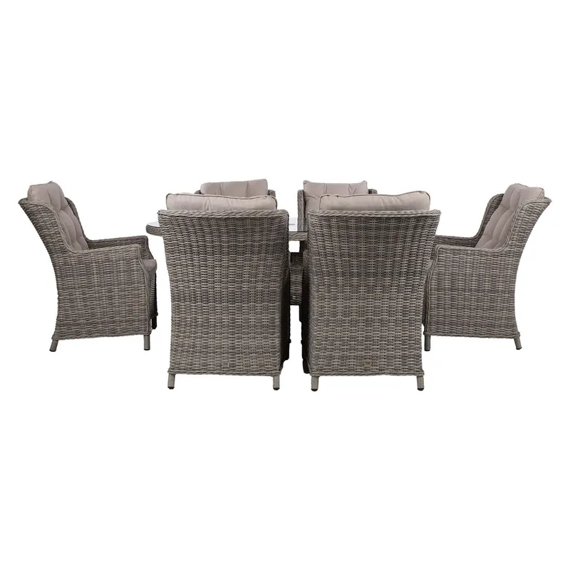 Hagemøbelsett HOME4YOU Trento bord og 6 stoler - lysegrå - Hagemøbler - Hagegruppe - Spisegrupper hage