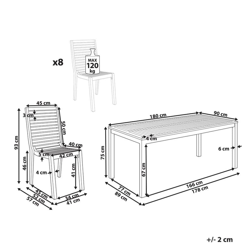 Hagestuemøbelsett 8-seter Ombriano - Hagemøbler - Hagegruppe - Spisegrupper hage