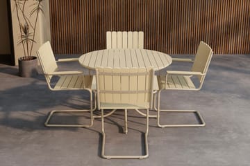 Holmsund spisegruppe 100 cm med 4 stoler utendørs - Beige - Hagemøbler - Hagegruppe - Spisegrupper hage