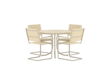 Holmsund spisegruppe 100 cm med 4 stoler utendørs - Beige - Hagemøbler - Hagegruppe - Spisegrupper hage