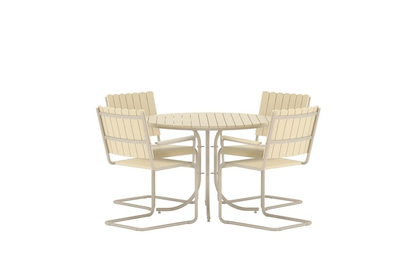 Holmsund spisegruppe 100 cm med 4 stoler utendørs - Beige - Hagemøbler - Hagegruppe - Spisegrupper hage