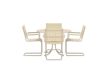 Holmsund spisegruppe 100 cm med 4 stoler utendørs - Beige - Hagemøbler - Hagegruppe - Spisegrupper hage
