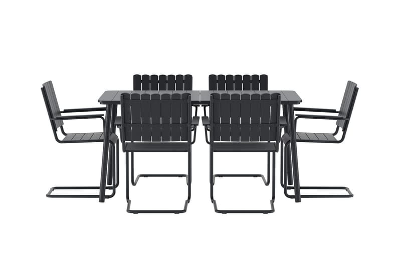 Holmsund spisegruppe med 6 stoler utendørs - Svart - Hagemøbler - Hagegruppe - Spisegrupper hage