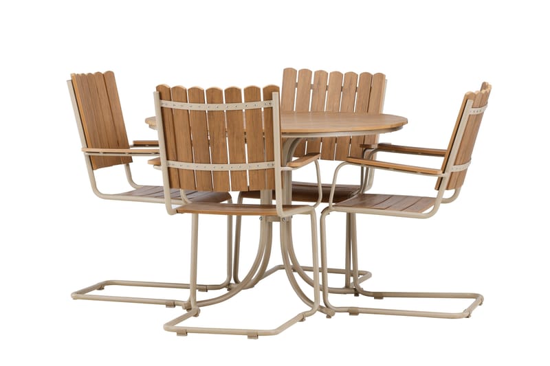 Holmsund Spisegruppe Utendørs 4-seter - Beige - Hagemøbler - Hagegruppe - Spisegrupper hage