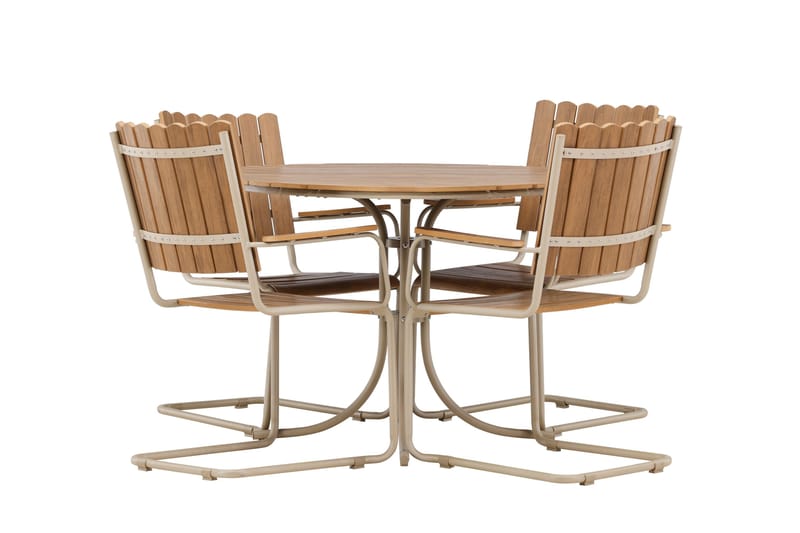 Holmsund Spisegruppe Utendørs 4-seter - Beige - Hagemøbler - Hagegruppe - Spisegrupper hage